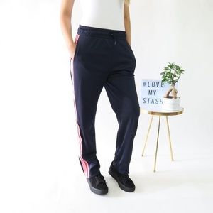 Topshop Lady Pull On Striped Trim Straight Pants 8